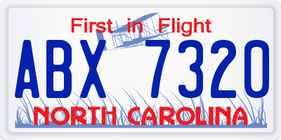 NC license plate ABX7320