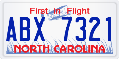 NC license plate ABX7321