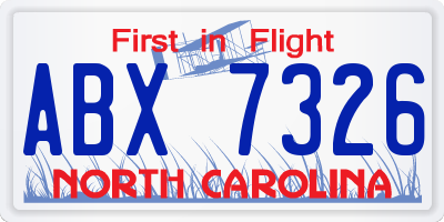 NC license plate ABX7326