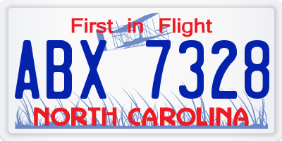 NC license plate ABX7328