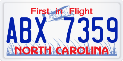NC license plate ABX7359