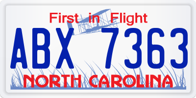 NC license plate ABX7363