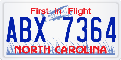 NC license plate ABX7364
