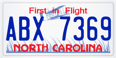 NC license plate ABX7369