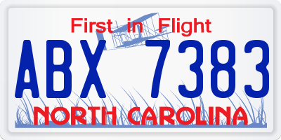 NC license plate ABX7383