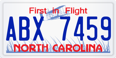NC license plate ABX7459