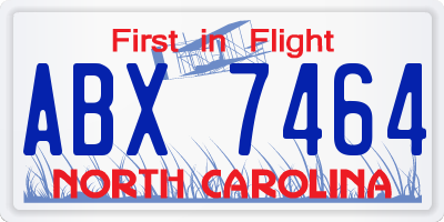 NC license plate ABX7464