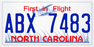 NC license plate ABX7483
