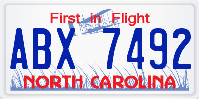 NC license plate ABX7492