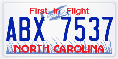 NC license plate ABX7537