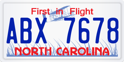 NC license plate ABX7678