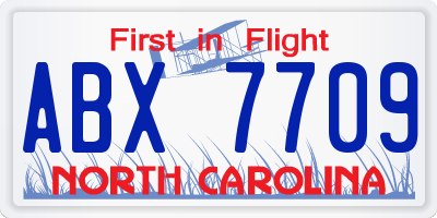 NC license plate ABX7709