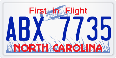 NC license plate ABX7735