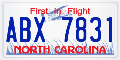 NC license plate ABX7831