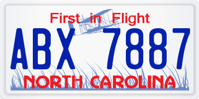 NC license plate ABX7887