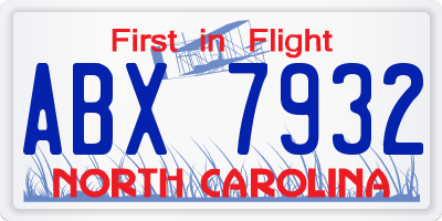 NC license plate ABX7932