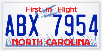 NC license plate ABX7954