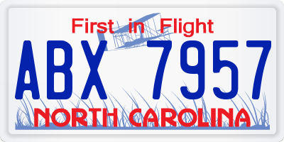 NC license plate ABX7957