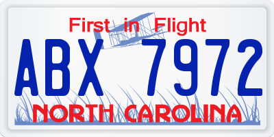 NC license plate ABX7972