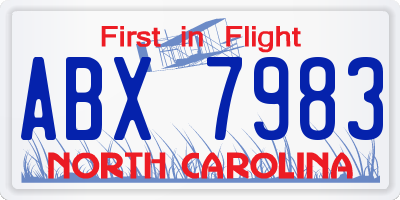 NC license plate ABX7983
