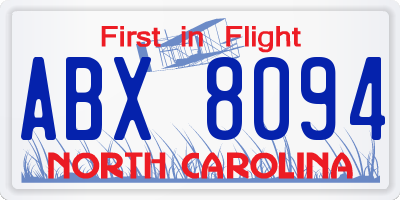 NC license plate ABX8094