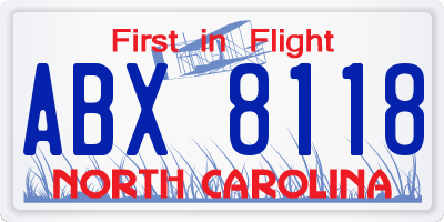 NC license plate ABX8118
