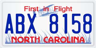 NC license plate ABX8158