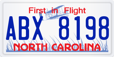 NC license plate ABX8198