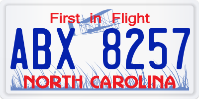 NC license plate ABX8257