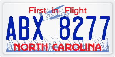 NC license plate ABX8277