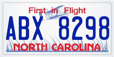 NC license plate ABX8298