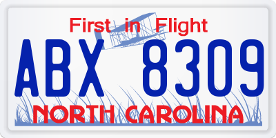 NC license plate ABX8309
