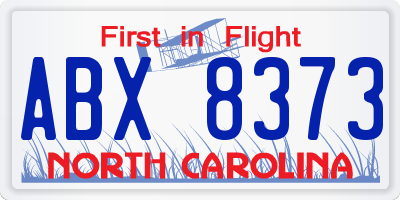 NC license plate ABX8373