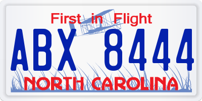 NC license plate ABX8444