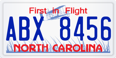NC license plate ABX8456
