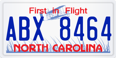 NC license plate ABX8464