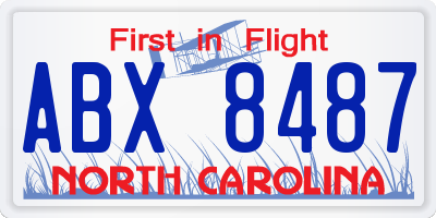 NC license plate ABX8487