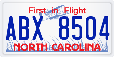 NC license plate ABX8504