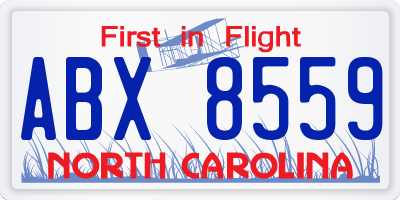 NC license plate ABX8559