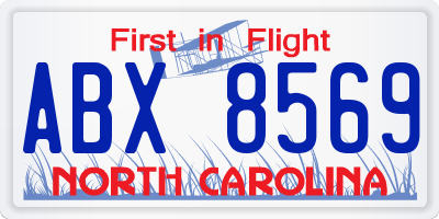 NC license plate ABX8569