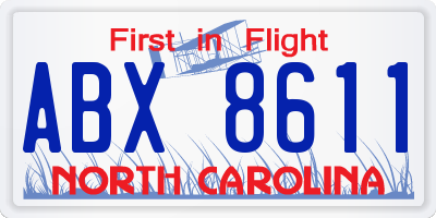 NC license plate ABX8611
