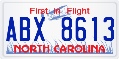 NC license plate ABX8613