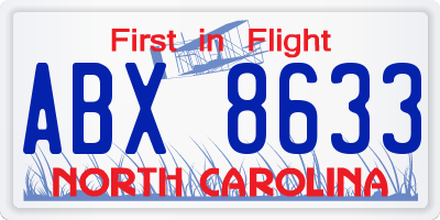 NC license plate ABX8633