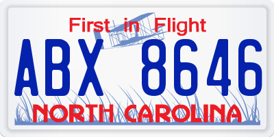 NC license plate ABX8646