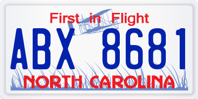 NC license plate ABX8681