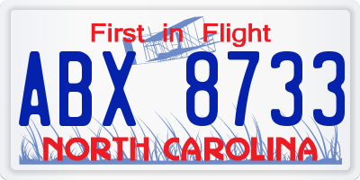 NC license plate ABX8733