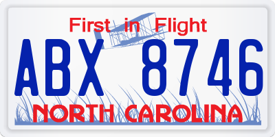 NC license plate ABX8746