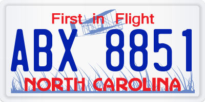 NC license plate ABX8851
