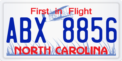 NC license plate ABX8856