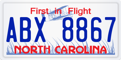 NC license plate ABX8867